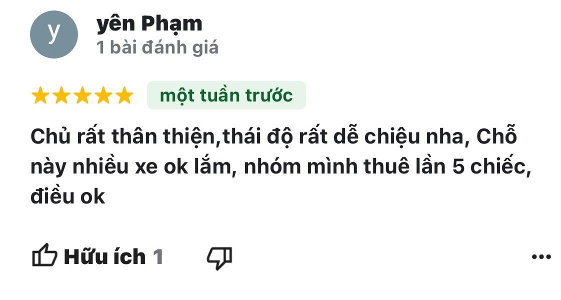 Khách hàng đánh giá khi thuê xe