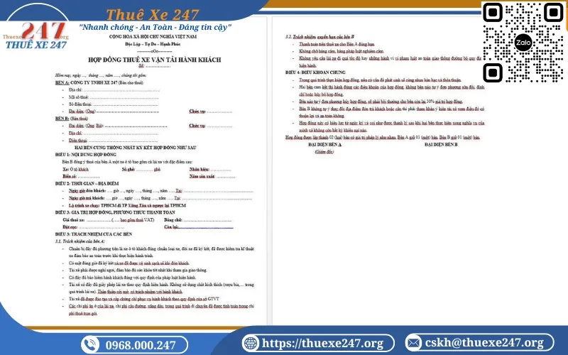 Mẫu hợp đồng thuê xe du lịch đi Vũng Tàu
